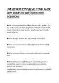 USA WEIGHTLIFTING LEVEL 1 FINAL PAPER&NewLine;2026 COMPLETE QUESTIONS WITH&NewLine;SOLUTIONS
