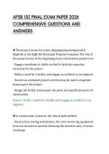 AFSB 152 FINAL EXAM PAPER 2026 &NewLine;COMPREHENSIVE QUESTIONS AND &NewLine;ANSWERS 