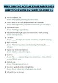 USFK DRIVING ACTUAL EXAM PAPER 2026&NewLine;QUESTIONS WITH ANSWERS GRADED A&plus;