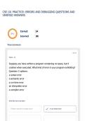 CSE 101 PRACTICE ERRORS AND DEBUGGING QUESTIONS AND VERIFIED ANSWERS