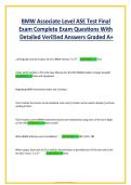 BMW Associate Level ASE Test Final Exam &vert; Complete Exam Questions with Detailed Verified Answers &vert; Graded A&plus;