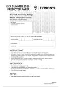 OCR A Level June 2026 Biology B Paper 3 Predicted Question Paper