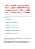 CEN Certified Emergency Nurse Exam ACTUAL EXAM 2026&sol;2027 &vert; Complete Exam-Style Q&A &vert; Verified Q&A &vert; Pass Guaranteed - A&plus; Graded