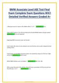 BMW Associate Level ASE Test Final Exam &vert; Complete Exam Questions with Detailed Verified Answers &vert; Graded A&plus;
