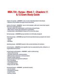 MBA 704 - Kungu - Week 7 - Chapters 11 & 12 Exam Study Guide