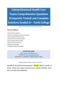 Interprofessional Health Care Teams Comprehensive Questions &lpar;Frequently Tested&rpar; and Complete Solutions Graded A&plus; - Fortis College