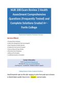 NUR 208 Exam Review 2 Health AssesSment Comprehensive Questions &lpar;Frequently Tested&rpar; and Complete Solutions Graded A&plus; - Fortis College