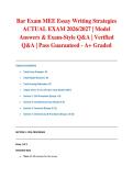 Bar Exam MEE Essay Writing Strategies ACTUAL EXAM 2026&sol;2027 &vert; Model Answers & Exam-Style Q&A &vert; Verified Q&A &vert; Pass Guaranteed - A&plus; Graded