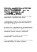 FLORIDA 3 20 PUBLIC ADJUSTERS&NewLine;STATE PRACTICE SET 1 2026 140&NewLine;TESTED QUESTIONS AND&NewLine;ACCURATE ANSWERS