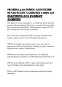 FLORIDA 3 20 PUBLIC ADJUSTERS&NewLine;STATE STUDY GUIDE SET 1 2026 140&NewLine;QUESTIONS AND CORRECT&NewLine;ANSWERS