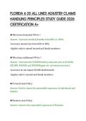 FLORIDA 6 20 ALL LINES ADJUSTER CLAIMS&NewLine;HANDLING PRINCIPLES STUDY GUIDE 2026&NewLine;CERTIFICATION A&plus;