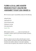 FLORIDA 6 20 ALL LINES ADJUSTER&NewLine;INSURANCE POLICY ANALYSIS RISK&NewLine;ASSESSMENT TOOLKIT 2026 GRADED A&plus;