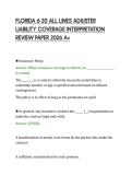FLORIDA 6 20 ALL LINES ADJUSTER&NewLine;LIABILITY COVERAGE INTERPRETATION&NewLine;REVIEW PAPER 2026 A&plus;