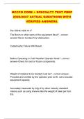NCCCO CORE &plus; SPECIALTY TEST PREP &NewLine;2026&sol;2027 ACTUAL QUESTIONS WITH &NewLine;VERIFIED ANSWERS&period;