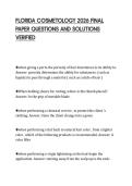 FLORIDA COSMETOLOGY 2026 FINAL&NewLine;PAPER QUESTIONS AND SOLUTIONS&NewLine;VERIFIED