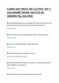 FLORIDA DMV DRUGS AND ALCOHOL TEST 4&NewLine;2026 IMPAIRED DRIVING PRACTICE SET&NewLine;ANSWERS FULL SOLUTION