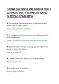 FLORIDA DMV DRUGS AND ALCOHOL TEST 4&NewLine;2026 ROAD SAFETY WORKBOOK SOLVED&NewLine;QUESTIONS COMPILATION