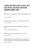 FLORIDA DMV DRUGS AND ALCOHOL TEST 4&NewLine;2026 TRAFFIC LAW REVIEW QUESTIONS&NewLine;ANSWERS VERIFIED GUIDE