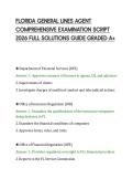 FLORIDA GENERAL LINES AGENT&NewLine;COMPREHENSIVE EXAMINATION SCRIPT&NewLine;2026 FULL SOLUTIONS GUIDE GRADED A&plus;