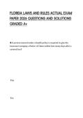 FLORIDA LAWS AND RULES ACTUAL EXAM&NewLine;PAPER 2026 QUESTIONS AND SOLUTIONS&NewLine;GRADED A&plus;