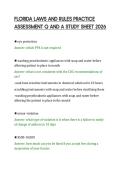 FLORIDA LAWS AND RULES PRACTICE&NewLine;ASSESSMENT Q AND A STUDY SHEET 2026&NewLine;