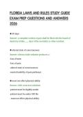 FLORIDA LAWS AND RULES STUDY GUIDE&NewLine;EXAM PREP QUESTIONS AND ANSWERS&NewLine;2026