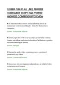 FLORIDA PUBLIC ALL LINES ADJUSTER&NewLine;ASSESSMENT SCRIPT 2026 VERIFIED&NewLine;ANSWERS COMPREHENSIVE REVIEW