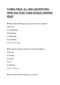 FLORIDA PUBLIC ALL LINES ADJUSTER FINAL&NewLine;PAPER 2026 STUDY GUIDE DETAILED ANSWERS&NewLine;READY