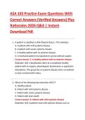 ASA 103 Practice Exam Questions With&NewLine;Correct Answers &lpar;Verified Answers&rpar; Plus&NewLine;Rationales 2026 Q&A &vert; Instant&NewLine;Download Pdf&period;