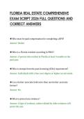 FLORIDA REAL ESTATE COMPREHENSIVE&NewLine;EXAM SCRIPT 2026 FULL QUESTIONS AND&NewLine;CORRECT ANSWERS