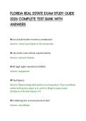 FLORIDA REAL ESTATE EXAM STUDY GUIDE&NewLine;2026 COMPLETE TEST BANK WITH&NewLine;ANSWERS
