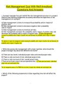 Risk Management Quiz Questions & Answers &lpar;2026&sol;2027&rpar; &vert; Risk Management &vert; College &lpar;PDF&rpar;