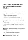 FLUID DYNAMICS ACTUAL EXAM SCRIPT&NewLine;2026 QUESTIONS WITH SOLUTIONS&NewLine;GRADED A&plus;