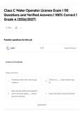 Class C Water Operator License Exam &vert; 110 Questions and Verified Answers &vert; 100&percnt; Correct &vert; Grade A &lpar;2026&sol;2027&rpar;