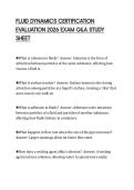 FLUID DYNAMICS CERTIFICATION&NewLine;EVALUATION 2026 EXAM Q&A STUDY&NewLine;SHEET