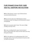 FLUID DYNAMICS EXAM STUDY GUIDE&NewLine;2026 FULL QUESTIONS AND SOLUTIONS