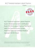 NCCT Medical Assistant Latest Practice &NewLine;Exam &sol; Medical Assistant Certification &NewLine;Exam &lpar;NCMA&rpar; Latest Practice Test Bank &NewLine;with 530 Questions and Correct &NewLine;Answers&sol; National Certified Medical &NewLine;Assistant NCMA Exam 