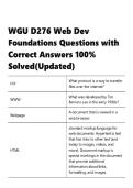 WGU D276 &vert; Web Dev Foundations  &vert;Questions with Correct Answers 100- Solved&lpar;Updated&rpar;&period;