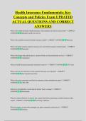 Health Insurance Fundamentals&colon; Key &NewLine;Concepts and Policies Exam UPDATED &NewLine;ACTUAL QUESTIONS AND CORRECT &NewLine;ANSWERS