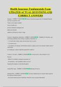 Health Insurance Fundamentals Exam &NewLine;UPDATED ACTUAL QUESTIONS AND &NewLine;CORRECT ANSWERS