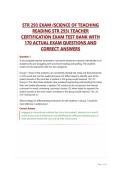 STR 293 EXAM &lpar;SCIENCE OF TEACHING&NewLine;READING STR 293&rpar; TEACHER&NewLine;CERTIFICATION EXAM TEST BANK WITH&NewLine;170 ACTUAL EXAM QUESTIONS AND&NewLine;CORRECT ANSWERS