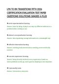 LPN TO RN TRANSITIONS FIFTH 2026&NewLine;CERTIFICATION EVALUATION TEST PAPER&NewLine;QUESTIONS SOLUTIONS GRADED A PLUS&NewLine;