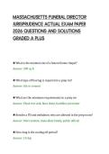 MASSACHUSETTS FUNERAL DIRECTOR&NewLine;JURISPRUDENCE ACTUAL EXAM PAPER&NewLine;2026 QUESTIONS AND SOLUTIONS&NewLine;GRADED A PLUS