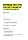 MCPHS ANATOMY AND PHYSIOLOGY&NewLine;EXAM 3 CERTIFICATION EVALUATION&NewLine;EXAMS COMPLETE QUESTIONS AND&NewLine;ANSWERS PRACTICE SOLUTION