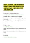 MCPHS ANATOMY AND PHYSIOLOGY&NewLine;EXAM 3 EXAMPREP COMPREHENSIVE&NewLine;QUESTIONS AND CORRECT ANSWERS&NewLine;ALREADY PASSED