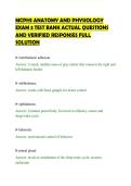 MCPHS ANATOMY AND PHYSIOLOGY&NewLine;EXAM 3 TEST BANK ACTUAL QUESTIONS&NewLine;AND VERIFIED RESPONSES FULL&NewLine;SOLUTION&NewLine;