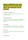 MEDICAL INTERPRETER FINAL EXAM&NewLine;CERTIFICATION EVALUATION EXAMS&NewLine;SCRIPT STUDY GUIDE WITH SOLVED&NewLine;QUESTIONS&NewLine;