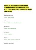 MEDICAL INTERPRETER FINAL EXAM&NewLine;COMPREHENSIVE EXAMINATION TEST&NewLine;FULL QUESTIONS AND CORRECT ANSWERS&NewLine;GRADED A&plus;&NewLine;