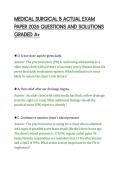 MEDICAL SURGICAL B ACTUAL EXAM&NewLine;PAPER 2026 QUESTIONS AND SOLUTIONS&NewLine;GRADED A&plus;