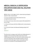 MEDICAL SURGICAL B CERTIFICATION&NewLine;EVALUATION EXAMS 2026 FULL SOLUTION&NewLine;VIEW AHEAD